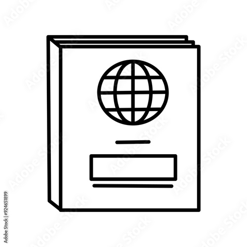 Foreign passport book line icon. Customs house concept.