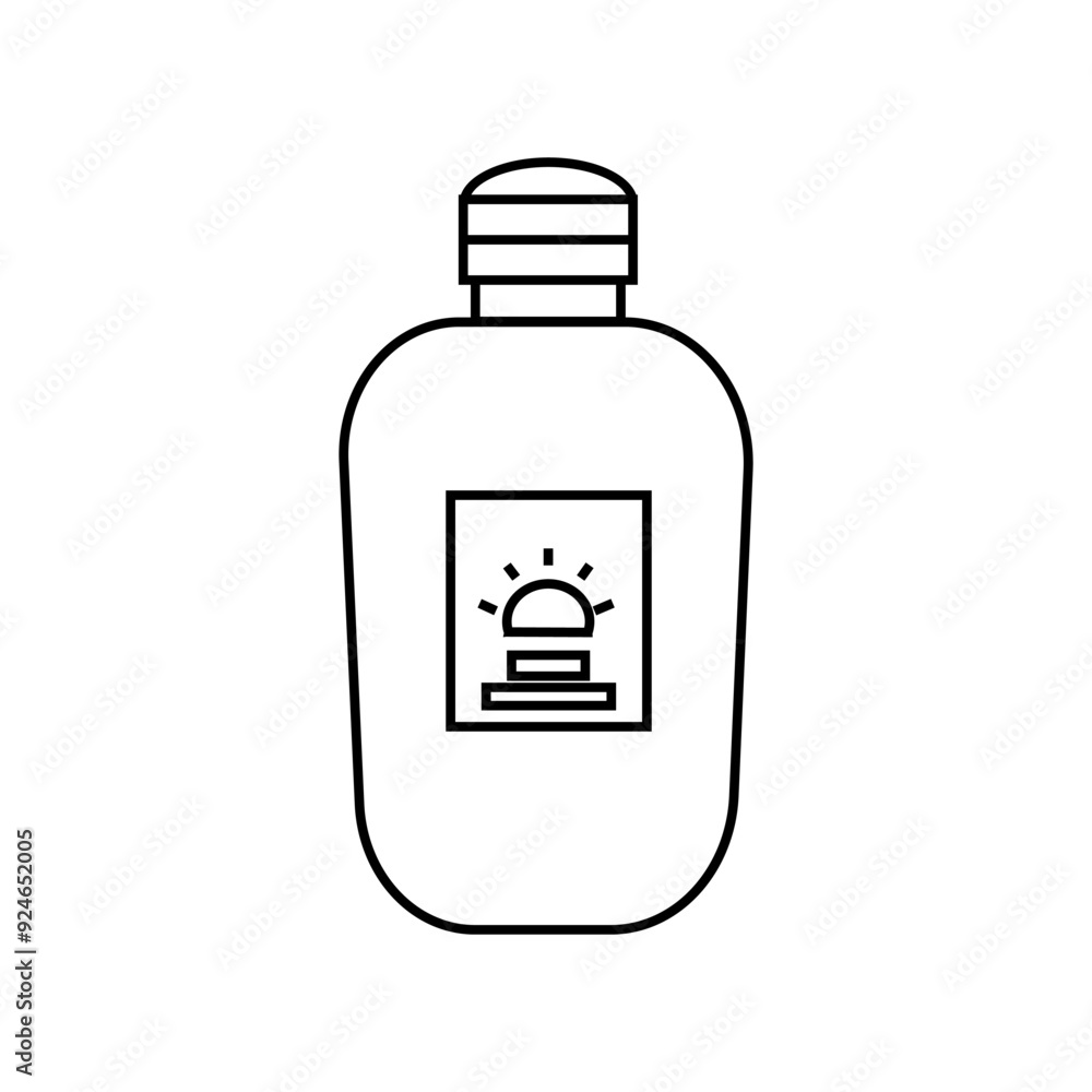 Obraz premium Simple sunscreen line icon. Stroke pictogram. Vector illustration isolated on a white background.