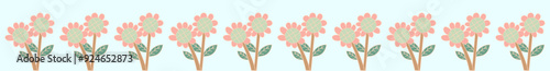 Pastel horizontal floral pattern For borders, frames, cute, colorful colors for decorating paper.