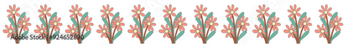 Pastel horizontal floral pattern For borders, frames, cute, colorful colors for decorating paper.