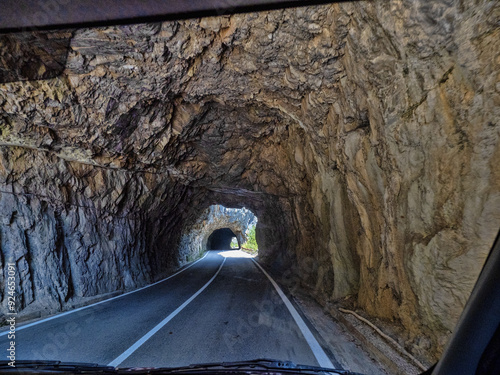 Obraz na płótnie In Montenegro, there are many tunnels carved into the rock. w salonie