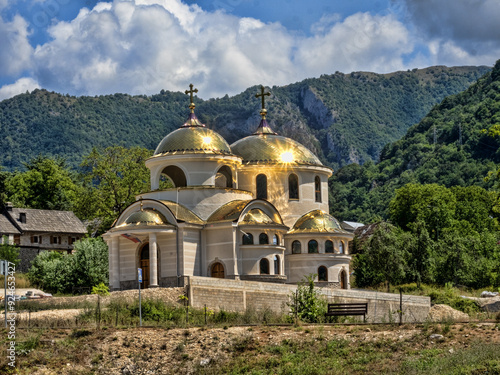 A beautiful Orthodox church in Plužia in Montenegro, located in a deep valley.