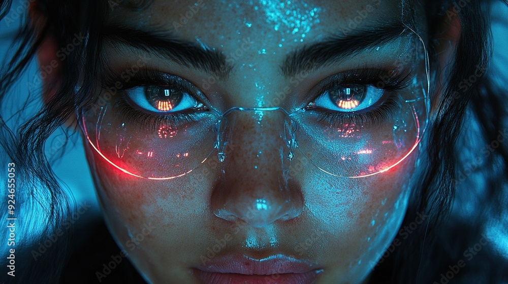 A close-up portrait of a woman with a painted face, expressing beauty and fashion through vibrant colors and intricate designs A close-up portrait of a woman with a painted face, expressing beauty and fashion through vibrant colors and intricate designs
