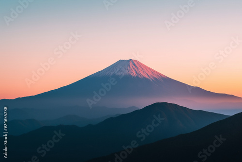 朝日に染まる紅富士