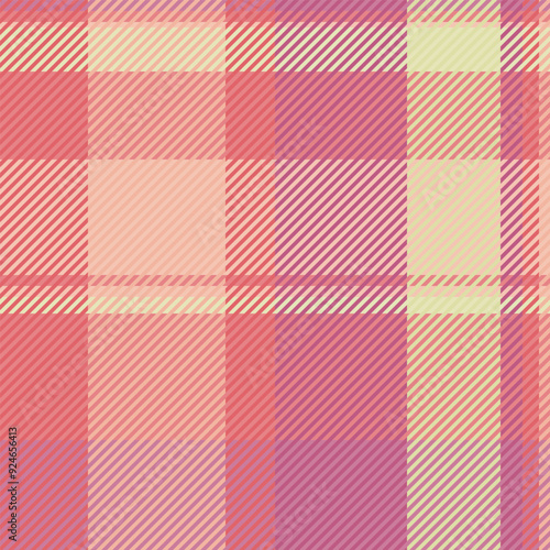 Uk plaid check background, oriental texture tartan fabric. Horizon pattern seamless textile vector in red and light colors.