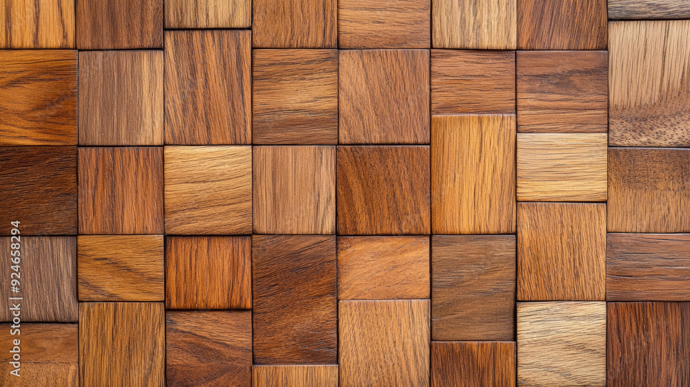 A background of parquet wood floor with small geometrically arranged blocks creating a complex elegant pattern in varying wood tones A background of parquet wood floor with small geometrically arranged blocks creating a complex elegant pattern in varying wood tones