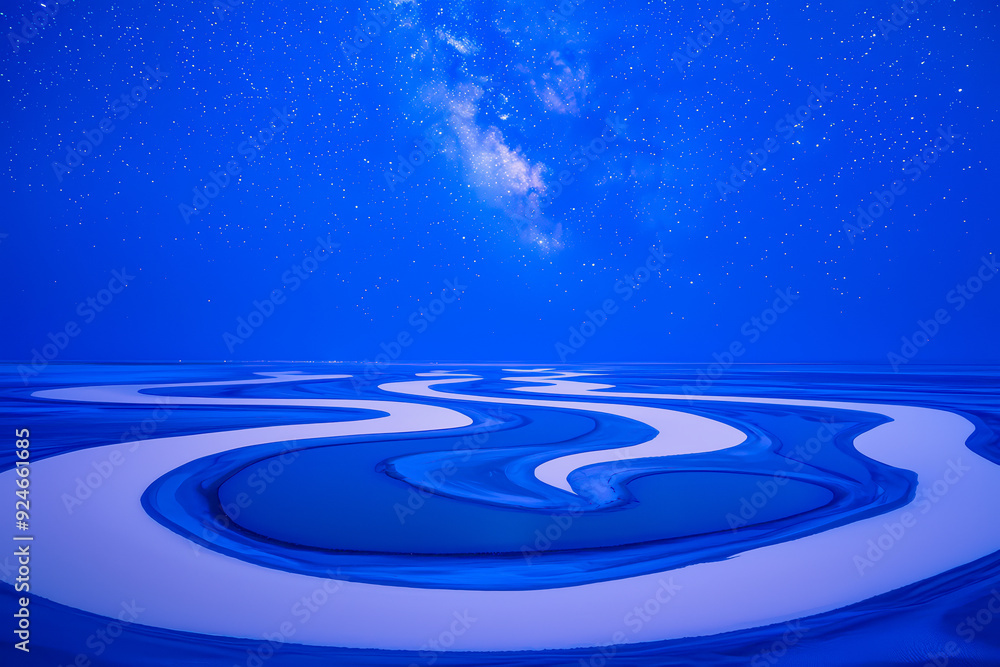 A tranquil evening scene featuring flowing water under a starry blue sky, capturing nature's beauty and serenity. A tranquil evening scene featuring flowing water under a starry blue sky, capturing nature's beauty and serenity.