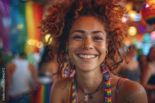 Celebratory Pride Month Garden Party with Guests and Decorations.