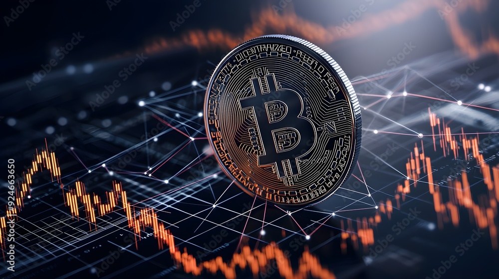 A stunning close-up of a Bitcoin coin against a dynamic financial chart, symbolizing the rise of cryptocurrency in modern finance. A stunning close-up of a Bitcoin coin against a dynamic financial chart, symbolizing the rise of cryptocurrency in modern finance.