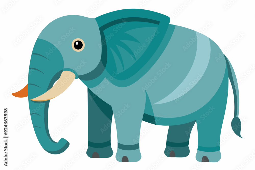 Cartoon illustration of a teal blue elephant Cartoon illustration of a teal blue elephant