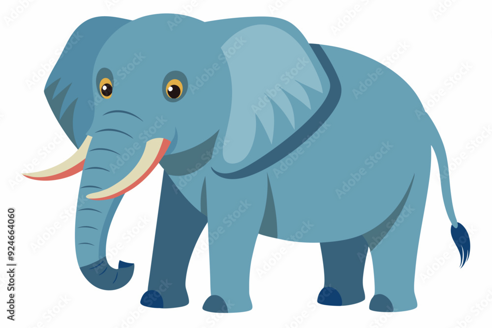 Obraz premium Cartoon illustration of a blue elephant with big ears and tusks