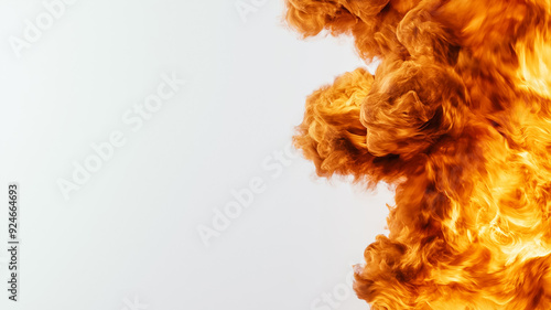 An isolated firenado on a white background flames spiraling fiercely with empty space for text  photo