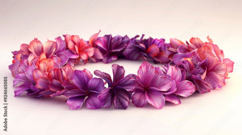 Fototapeta premium Lush Lei with Ombre Flowers in Magenta and Lavender for Wellness.