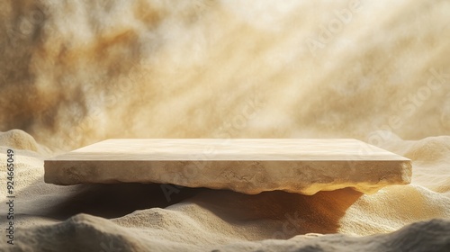 Wallpaper Mural Serene Floating Podium on Sandy Surface with Soft Illumination Torontodigital.ca