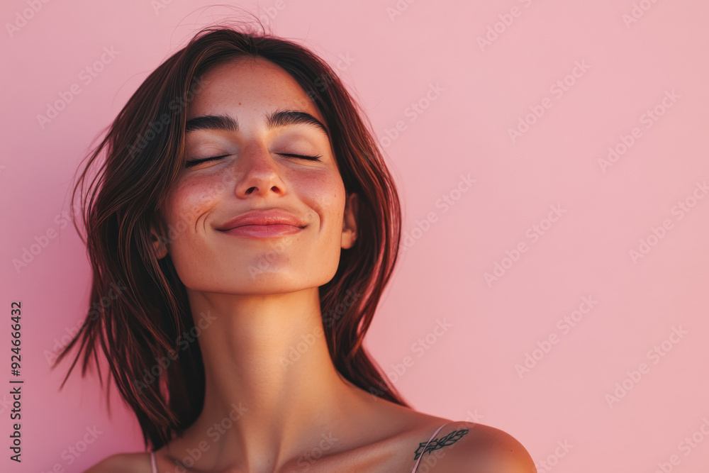 A close up of a woman's face with tattoos and her eyes closed A close up of a woman's face with tattoos and her eyes closed