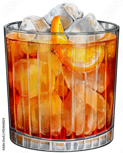 Negroni Cocktail Illustration