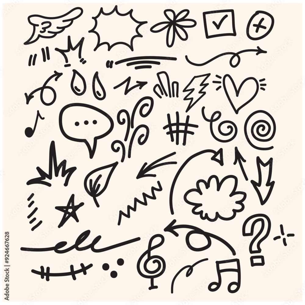 Doodle lines, circles and curves vectorDoodle lines, Arrows, circles and curves vector With illustration style doodle and line art Doodle lines, circles and curves vectorDoodle lines, Arrows, circles and curves vector With illustration style doodle and line art