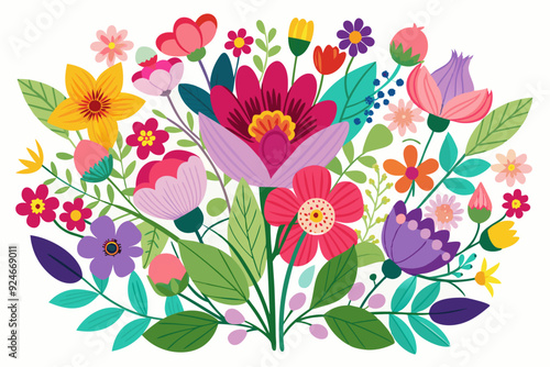 A Vibrant Bouquet of Colorful Flowers and Lush Green Foliage