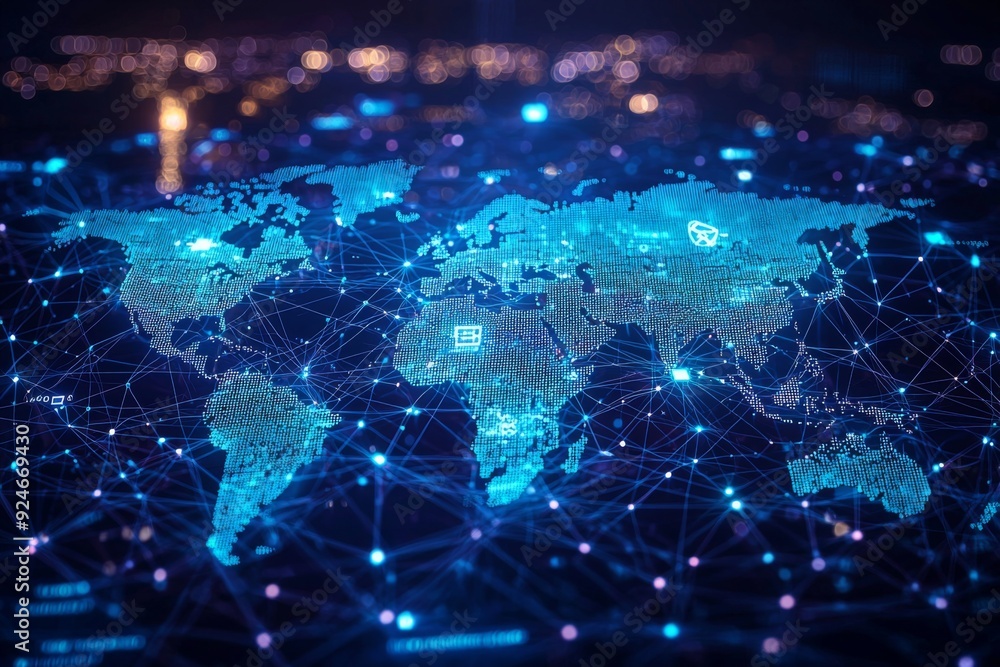 Global Digital Business Network Connection Illustration created with Generative AI Global Digital Business Network Connection Illustration created with Generative AI