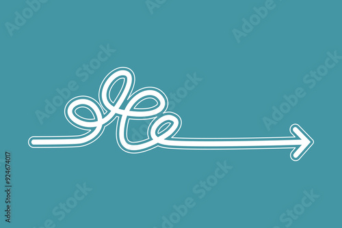 With every hardship comes ease. Difficult problem have solution. A path with challenging obstacles. Hard and easy. Messy arrow line. Patience test.