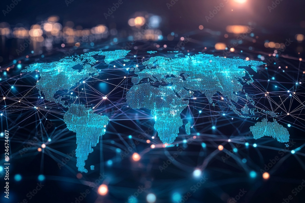 Global Digital Business Network Connection Illustration created with Generative AI Global Digital Business Network Connection Illustration created with Generative AI