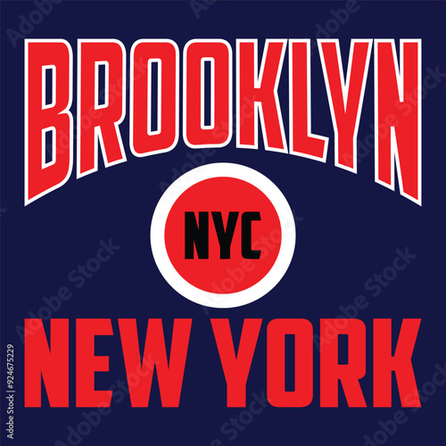 Vintage college varsity new york state brooklyn slogan print for graphic tee t shirt or sweatshirt - Vector