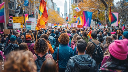 Inspiring LGBT Activist Rally in City Park with Engaged Audience.