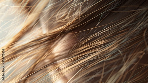 Ultra-realistic close-up of a person is hair strands, ultra-sharp and clear