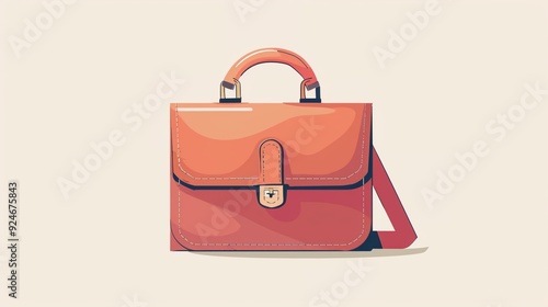 Briefcase clipart, glossy finish, flat art, low angle, simple cartoon 2D emblem