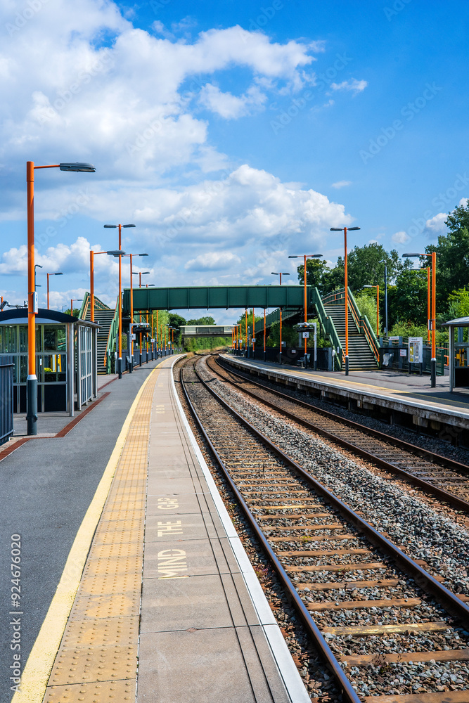 Fototapeta premium British Railways network rail passenger commuter suburban rural railway station England UK
