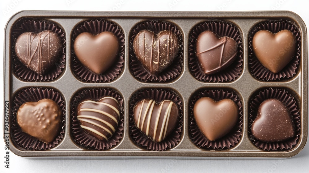 Box of chocolates shaped like hearts, isolated on transparent background, for Valentine's Day Box of chocolates shaped like hearts, isolated on transparent background, for Valentine's Day