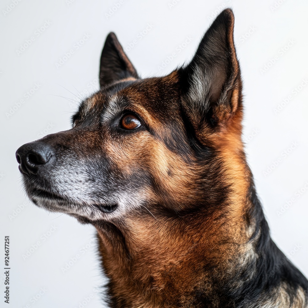 Isolated on a transparent background, a close-up of a German shepherd dog's head Isolated on a transparent background, a close-up of a German shepherd dog's head