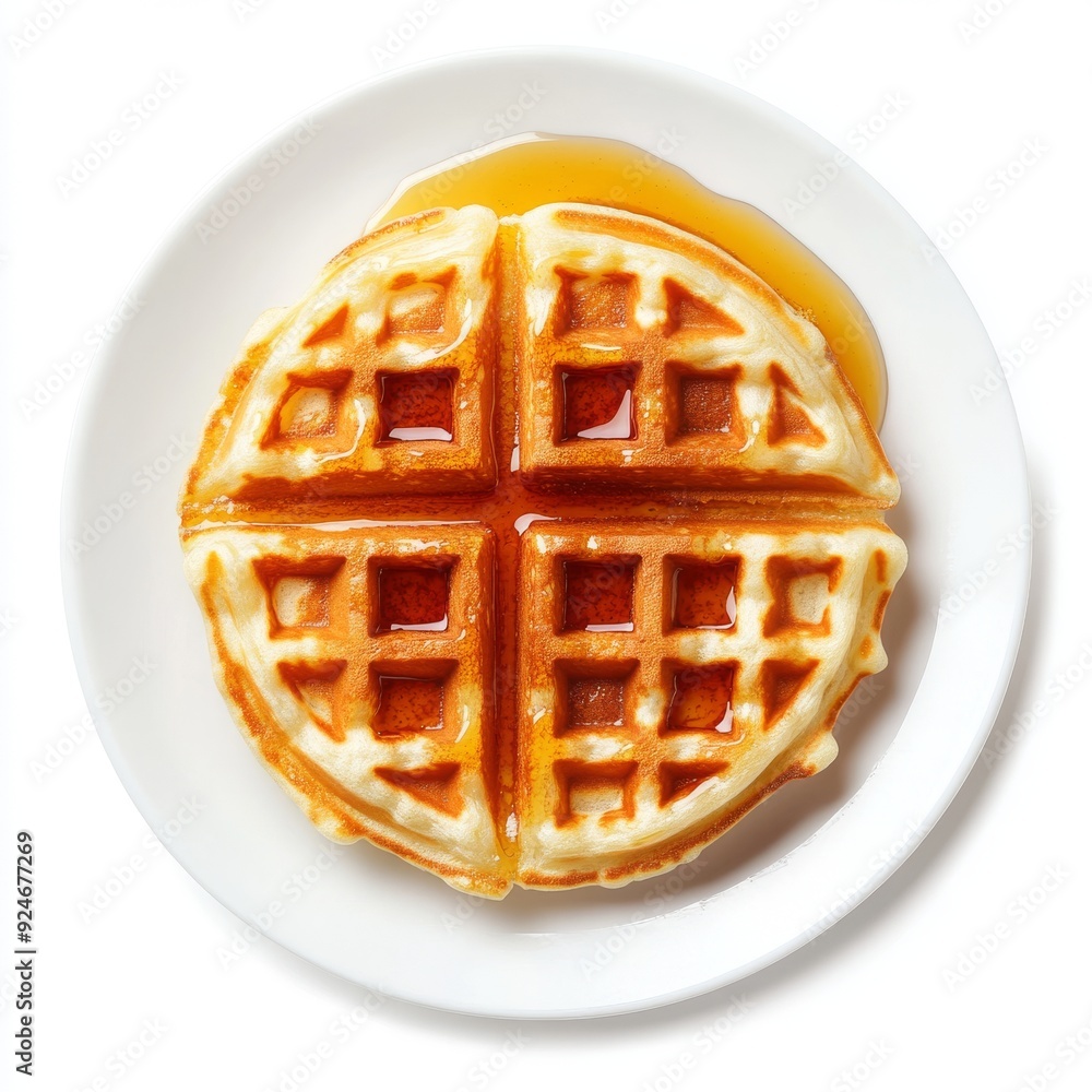 The stack of waffles or pancakes is isolated on a transparent background The stack of waffles or pancakes is isolated on a transparent background