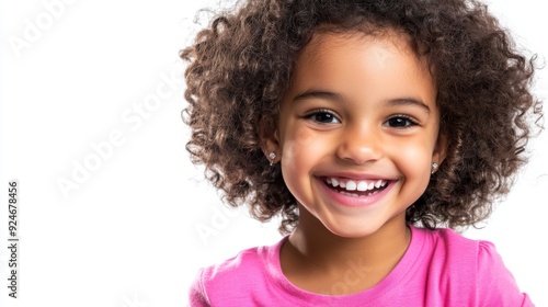 Afro-haired African American child smiling and laughing on a transparent background.