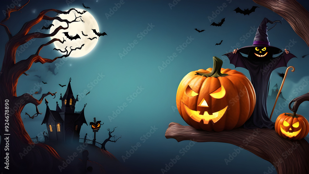 Halloween concept background, Halloween wallpaper, spooky and cute halloween background, ai generated