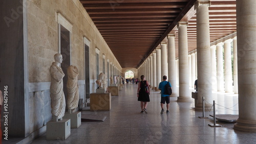 Interior of Stoa of Attalos in Agora of Athens, 11th June 2024, Greece
