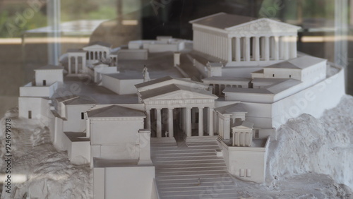 Fotografie Model of the Acropolis in Stoa of Attalos, Agora of Athens, 11th June 2024, Gree