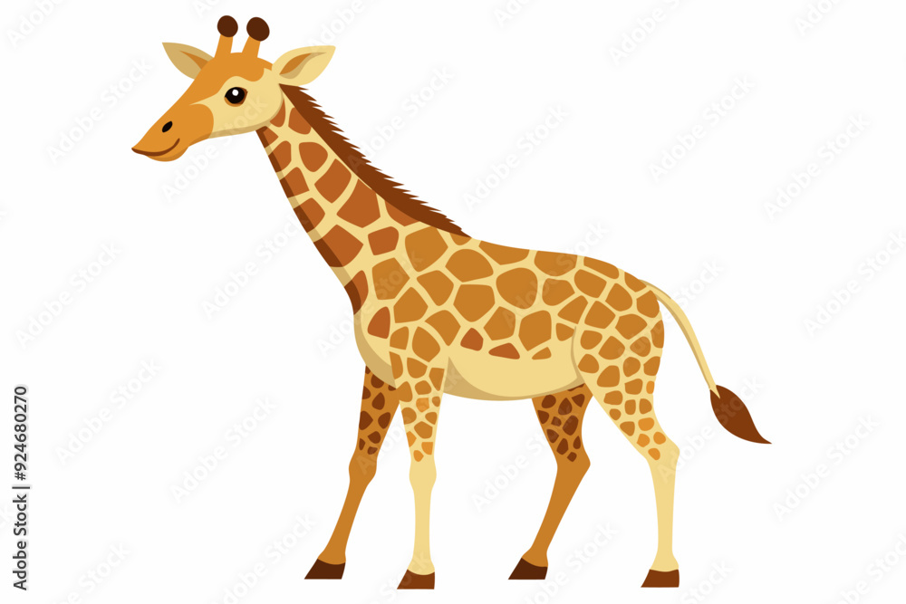 Cartoon Illustration of a Standing Giraffe Cartoon Illustration of a Standing Giraffe
