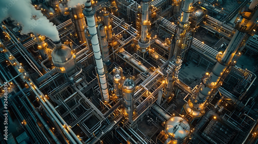 Busy Industrial Factory Showcasing Complex Machinery and Workers. Busy Industrial Factory Showcasing Complex Machinery and Workers.
