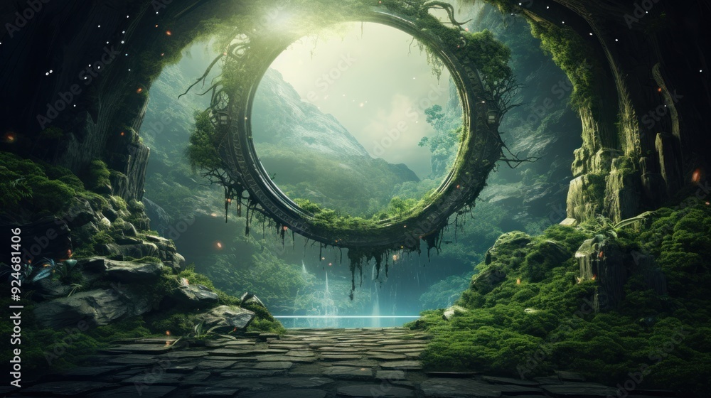 Fantasy forest portal. Copy space. Fantasy forest portal. Copy space.