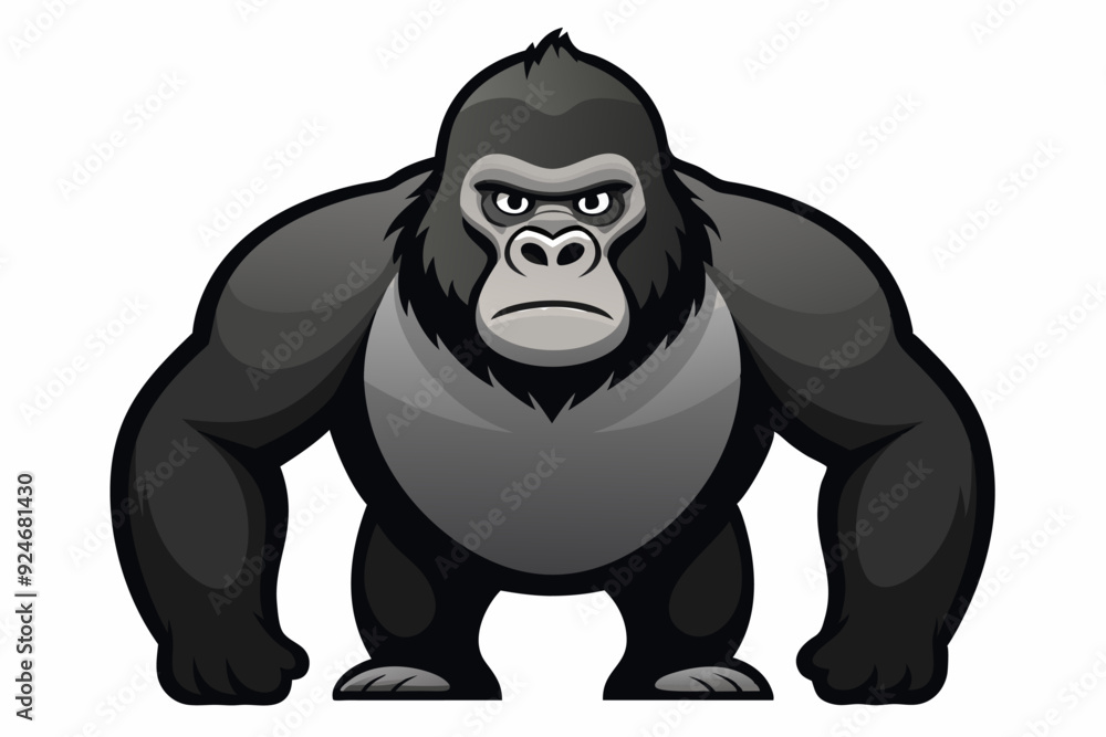 Naklejka premium Cartoon Gorilla with a Serious Expression