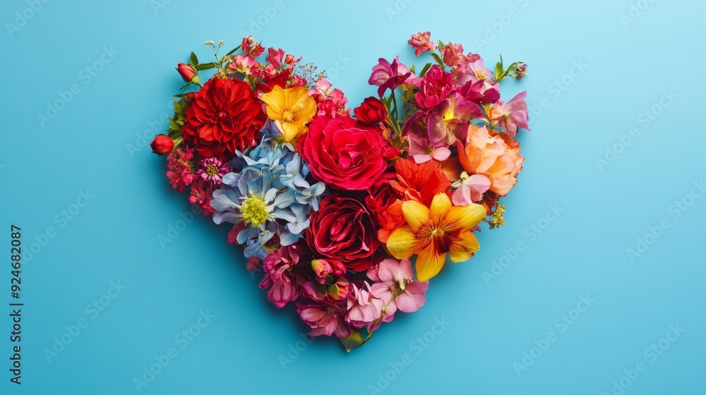 A vibrant heart shape formed by a variety of colorful flowers, symbolizing love, beauty, nature, and joy. A vibrant heart shape formed by a variety of colorful flowers, symbolizing love, beauty, nature, and joy.