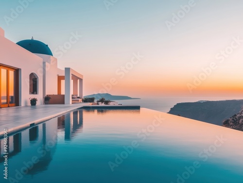 A large pool with a blue dome on top of it