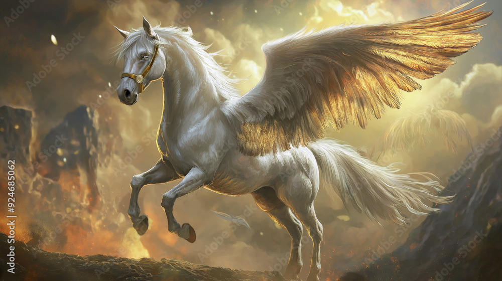 White Pegasus, horse with wings. White Pegasus, horse with wings.