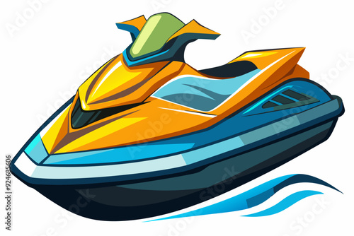 Yellow and Blue Jet Ski Speeding on Water