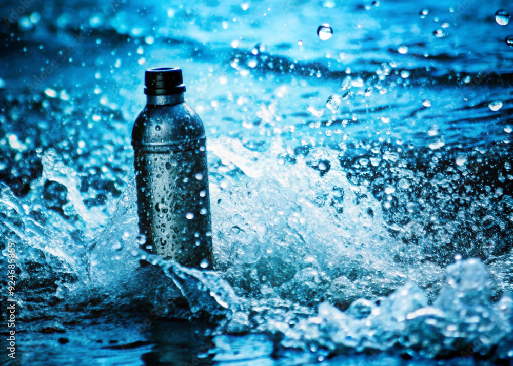 a bottle of liquid that is in the water a bottle of liquid that is in the water