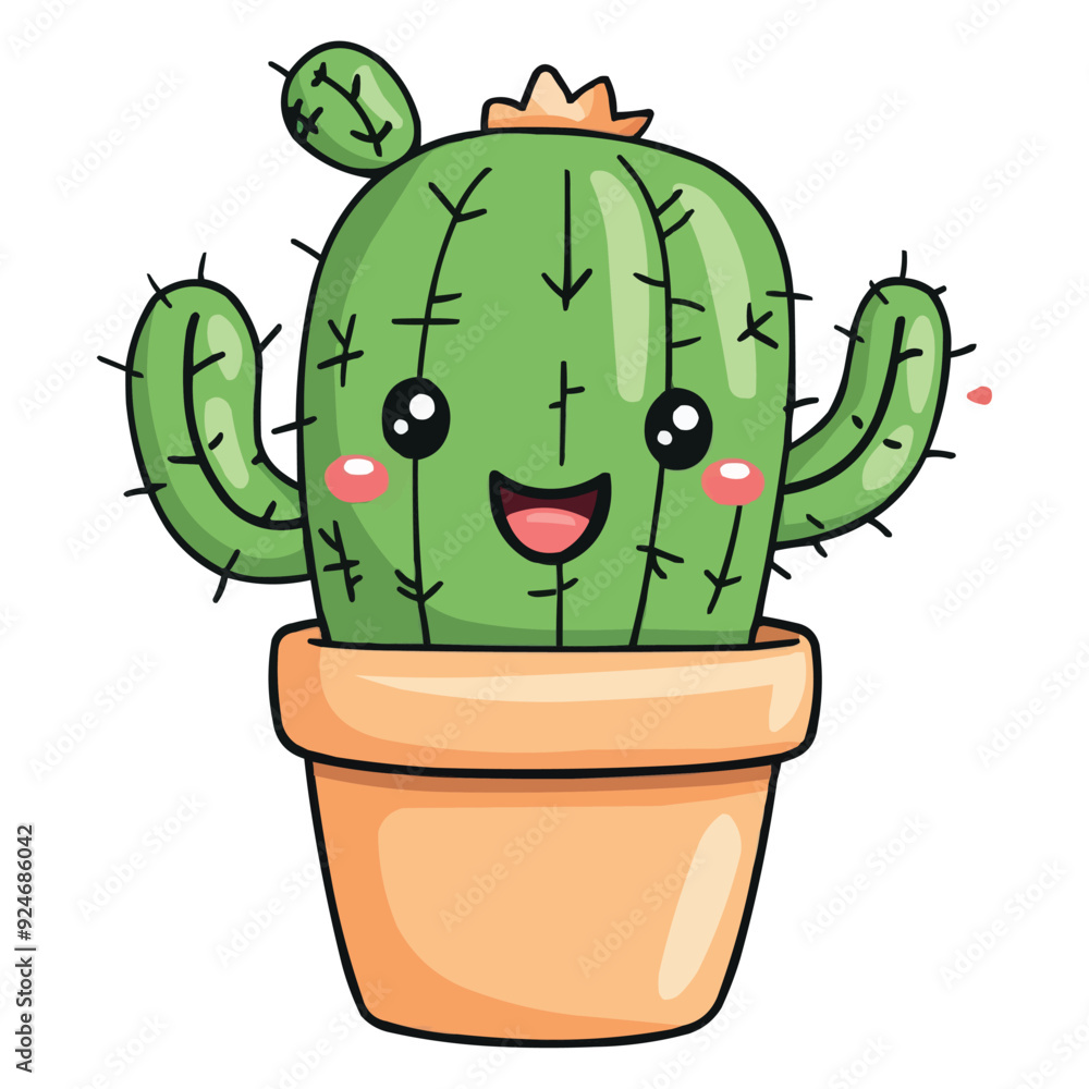 cute happy kawaii style cactus plant vector cute happy kawaii style cactus plant vector