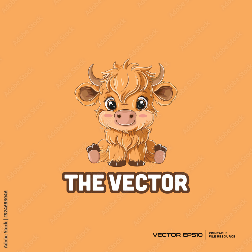 Cute buffalo mascot, vector, logo, character, cartoon, illustration, eps10 Cute buffalo mascot, vector, logo, character, cartoon, illustration, eps10