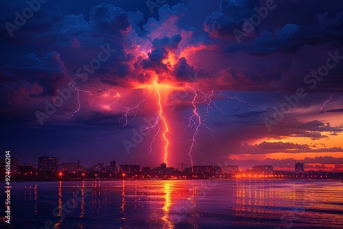 Dramatic Lightning Storm Showcasing Unpredictable Natural Power.