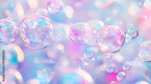 Wallpaper Mural Colorful soap bubbles with iridescent colors floating against a soft pastel background. This image represents dreams, playfulness, and delicate beauty. Torontodigital.ca